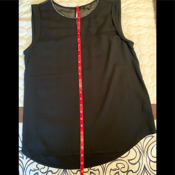 RW & Co Sleeveless blouse sheer illusion neckline crystal trim - Picture 6 of 6